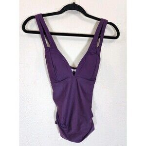 Nwt Cupshe Tankini Top Medium Plum Purple V-Neck Strappy Ruched Tummy Control